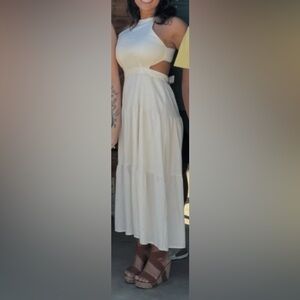 Source Unknown Cream Sleeveless Maxi Sundress